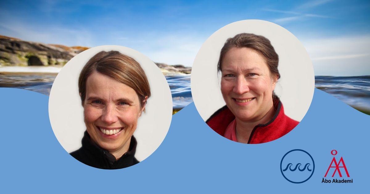 Henna Rinne och Sonja Salovius-Laurén mot en havsbakgrund